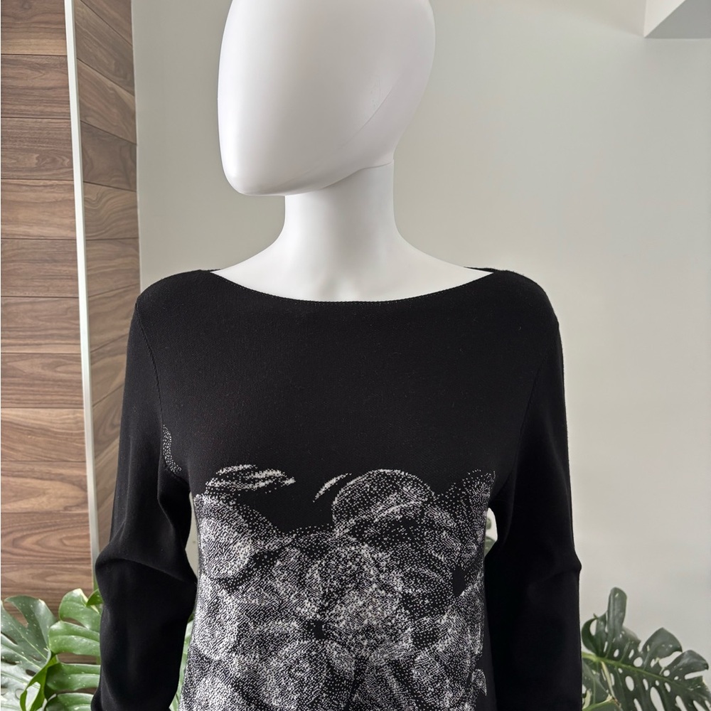 Sarah Pacini Dress Black Long Sleeve Print Black / White Authentic❤️ - Picture 6 of 6